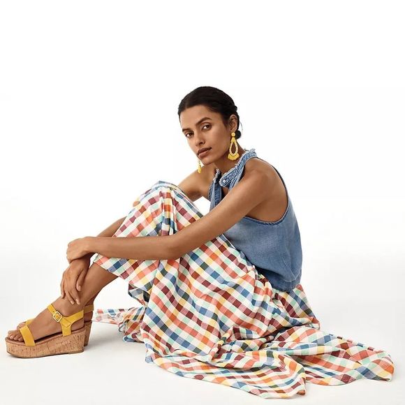 Anthropologie Dresses & Skirts - Final Price Anthropologie Maeve Checkered Evelyn Midi Skirt Multicolor A-Line